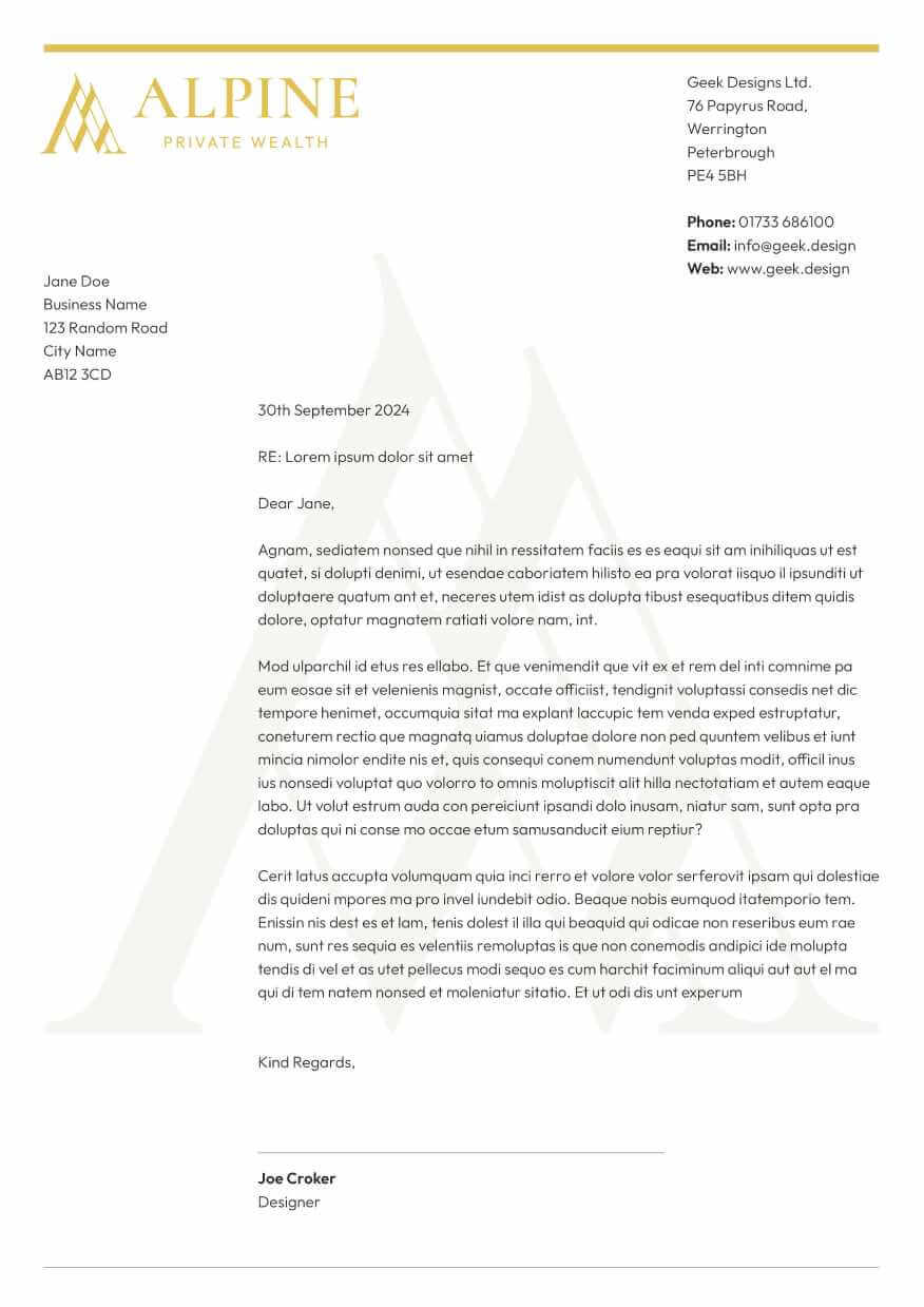Alpine Private Wealth – 12 – Letter Design