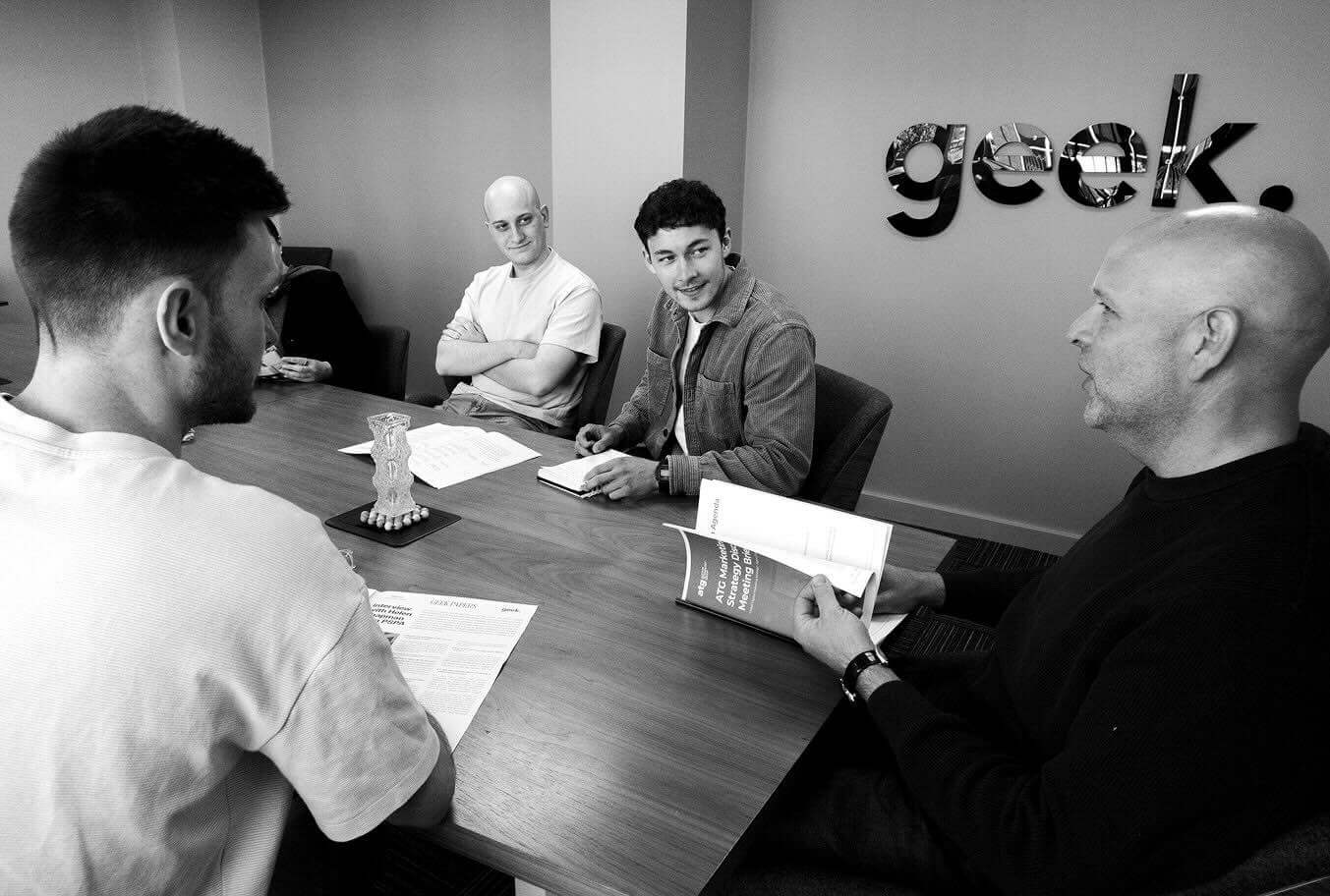 A meeting with the team. From left to right: Joe, Tony, Aaron, Ian.