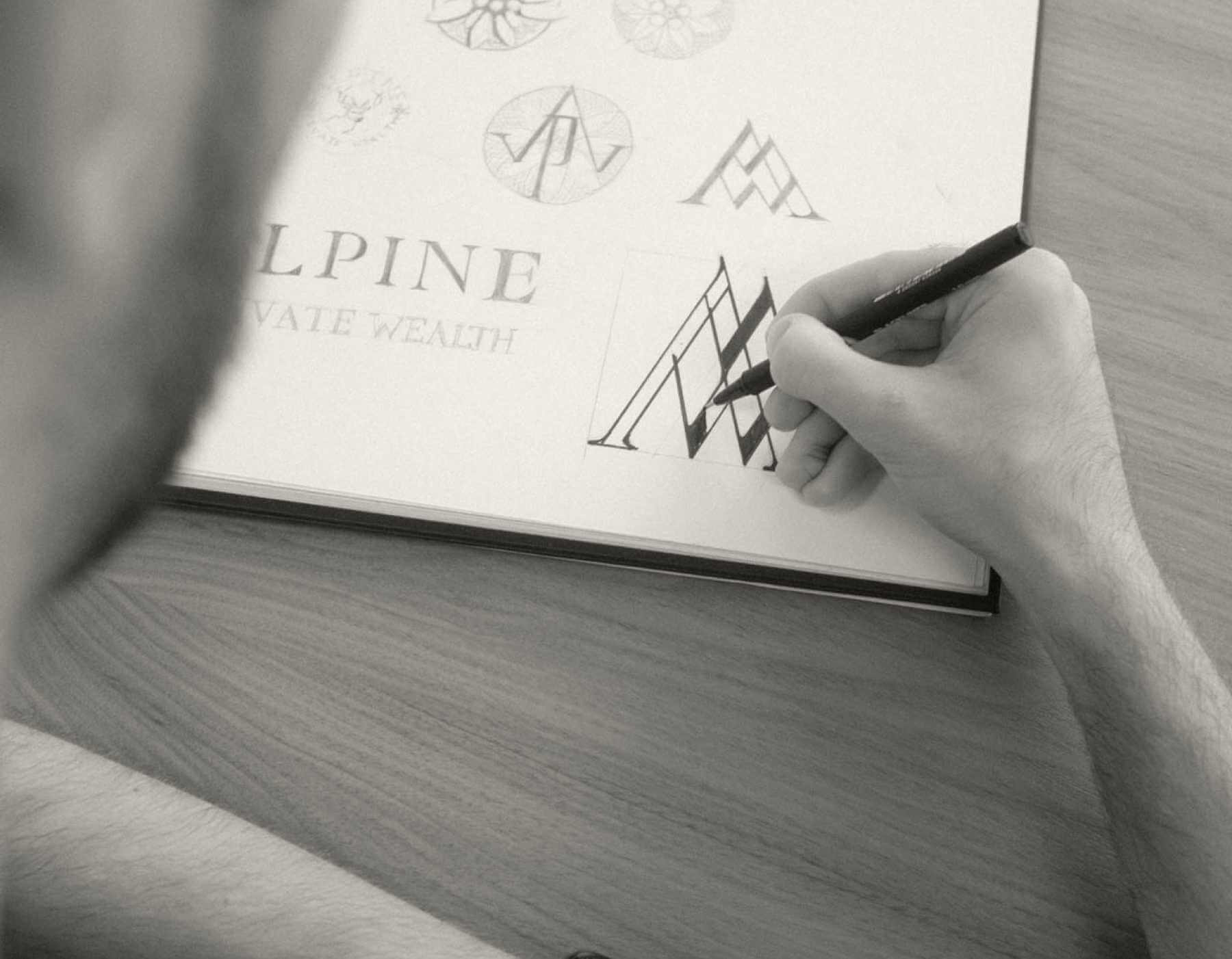 Alpine Private Wealth – 7 – Logo Concept Sketching